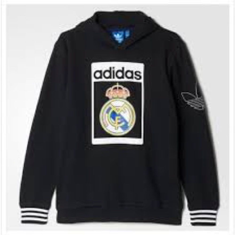 Adidas Originals  Black and White Real Madrid Hoodie
